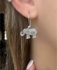 Fil Figür Gümüş Küpe